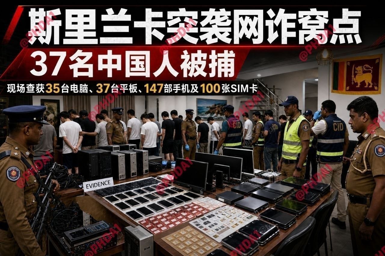 国际新闻 斯里兰卡37名中国人被捕 现场查获147部手机和100张SIM卡